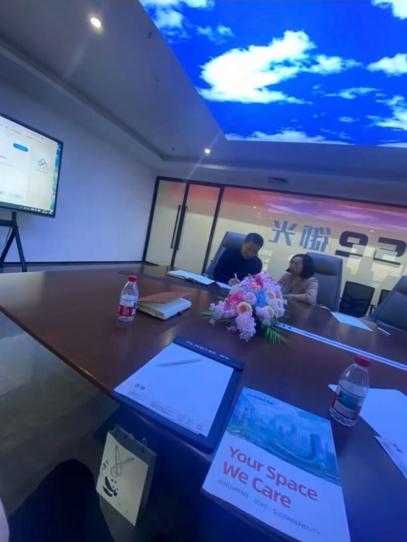Business meeting for smart glass and LED display technology